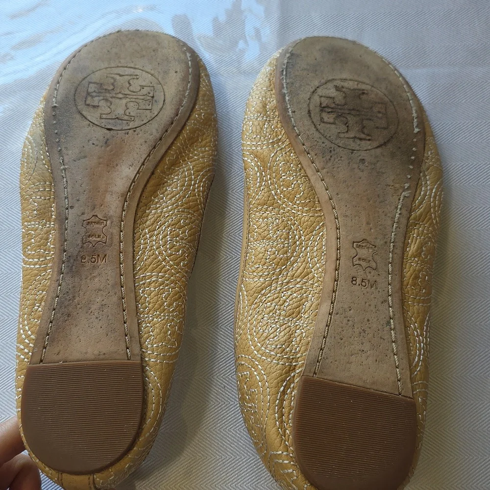 🌸tory Burch Chelsea Gold‎ Ballet Flats 8.5